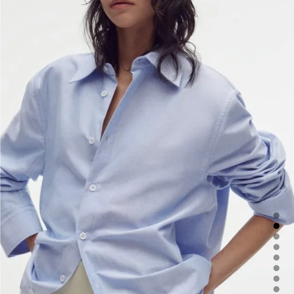 $69 Zara Oversized Poplin dress shirt Blue Button Down Oxford boyfriend blouse